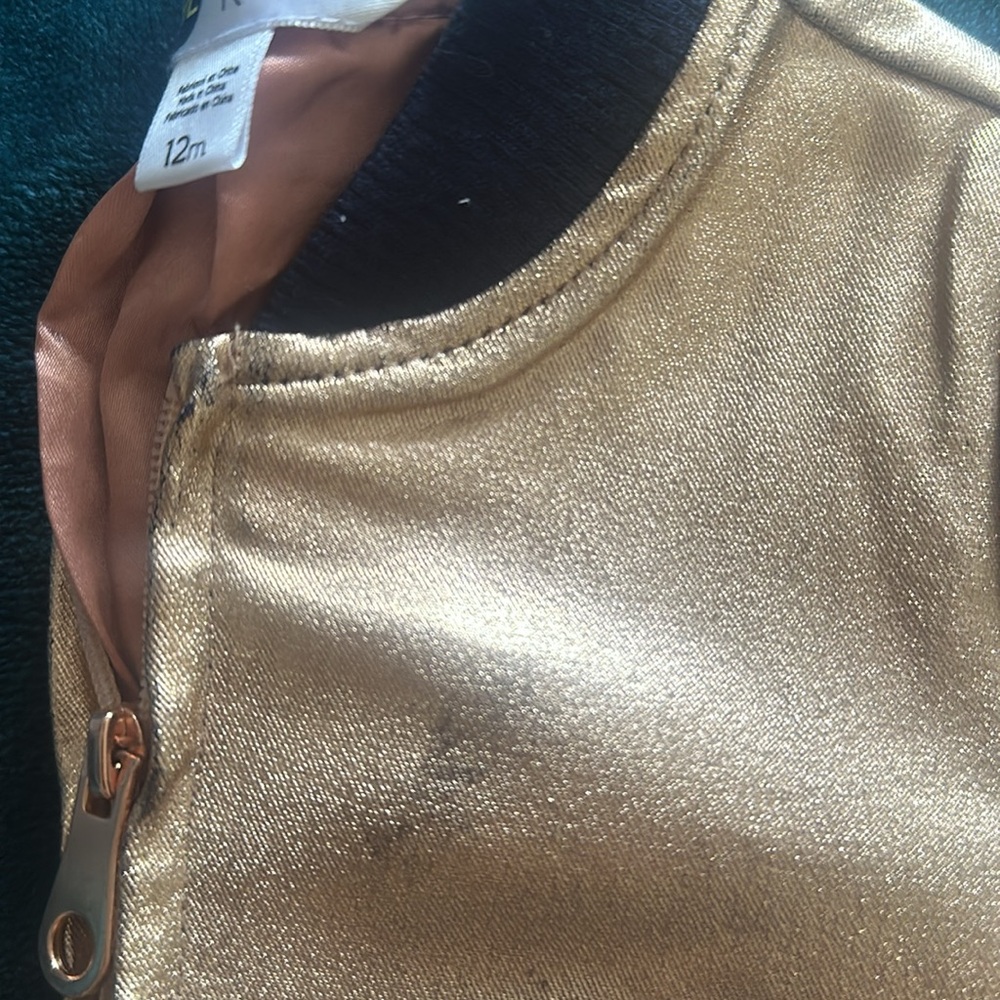 Baby girls rose gold and navy bomber jacket slight markings pictured - Picture 5 of 6